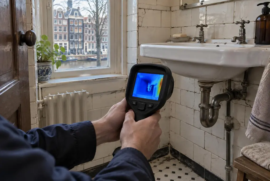 Lekdetectie Brummen – badkamer met oude leidingen achter de tegels