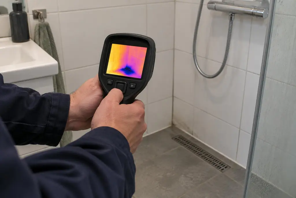 Lekdetectie Brummen – lekdetectiespecialist met warmtebeeldcamera in een badkamer