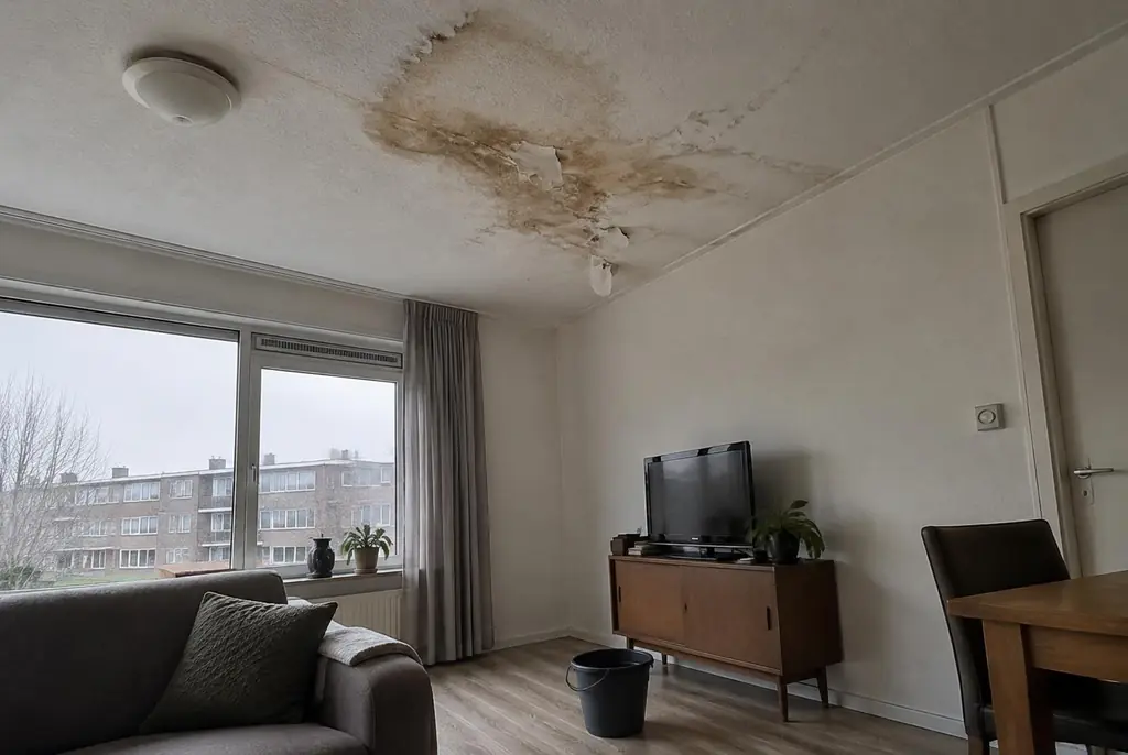 Lekdetectie Brummen – vochtplek op het plafond onder een badkamer